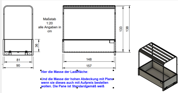 Lastenrad mit Ladefläche / Pritsche, möglich mit Motor, Plane, anpassbar